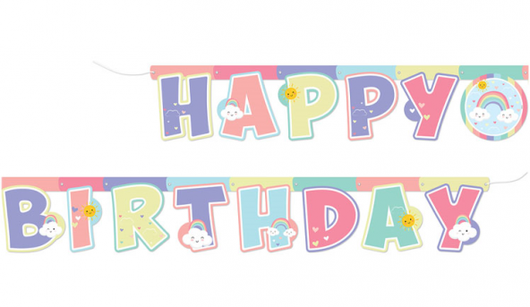 Gökkuşağı Bulut Happy Bırthday Banner ürün görseli 1