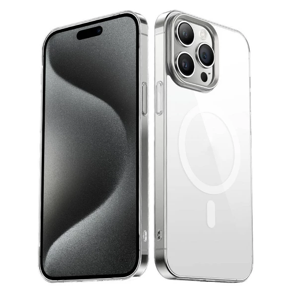 Vendas iPhone 15 Pro Max Uyumlu Sararma Yapmayan Hassas Buton Tasarımlı Wireless Şarj Özellikli Glass Kapak ürün görseli 1