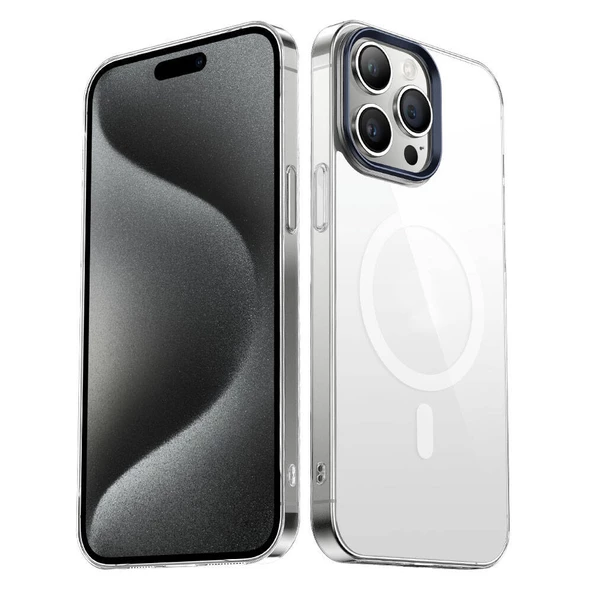 Vendas iPhone 15 Pro Uyumlu Sararma Yapmayan Hassas Buton Tasarımlı Wireless Şarj Özellikli Glass Kapak ürün görseli 1