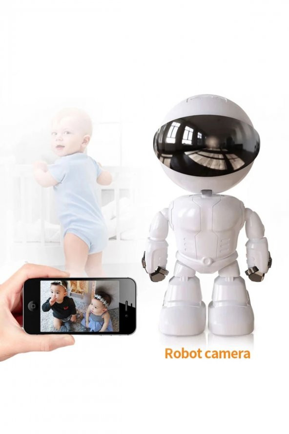 1080p Robot Görünümlü Wifi Ip Güvenlik Kamerası Kablosuz Gece Görüşlü ürün görseli 1