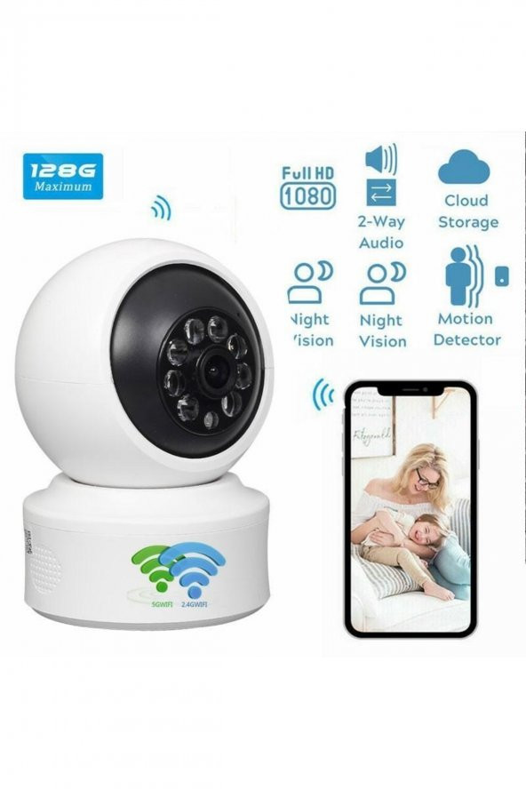 1080p 2.4ghz  5ghz Wifi Kablosuz 360 Hareket Izleme Sesli Cctv Ağ Ev Güvenlik Ip Kamera ürün görseli 1