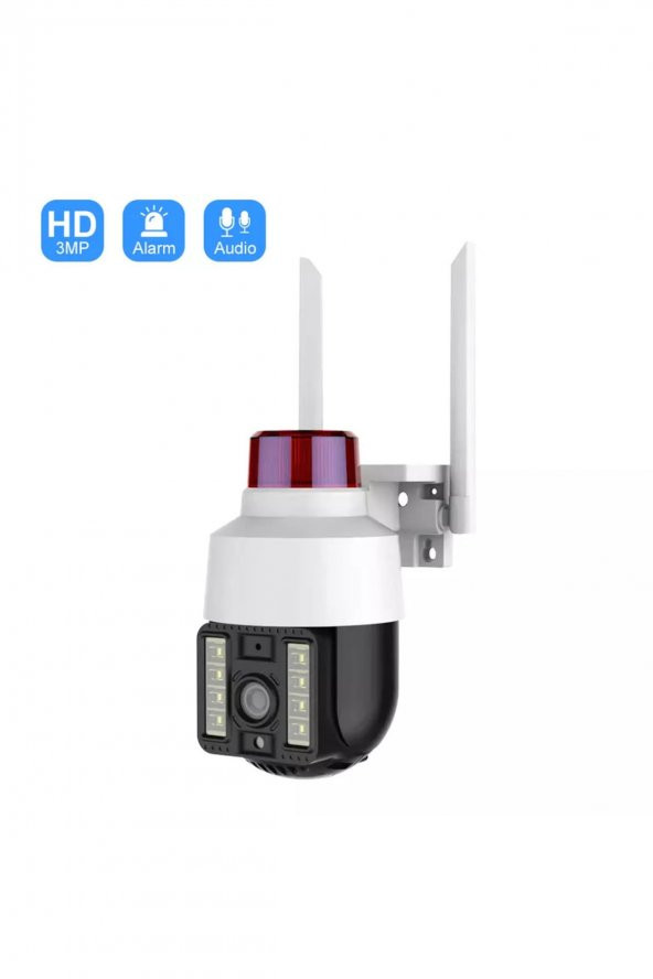 Gece Görüşlü Led Işıklı 360 Dönebilen Alarmlı Ip Wifi Dış Ortam Güvenlik Kamerası ürün görseli 1