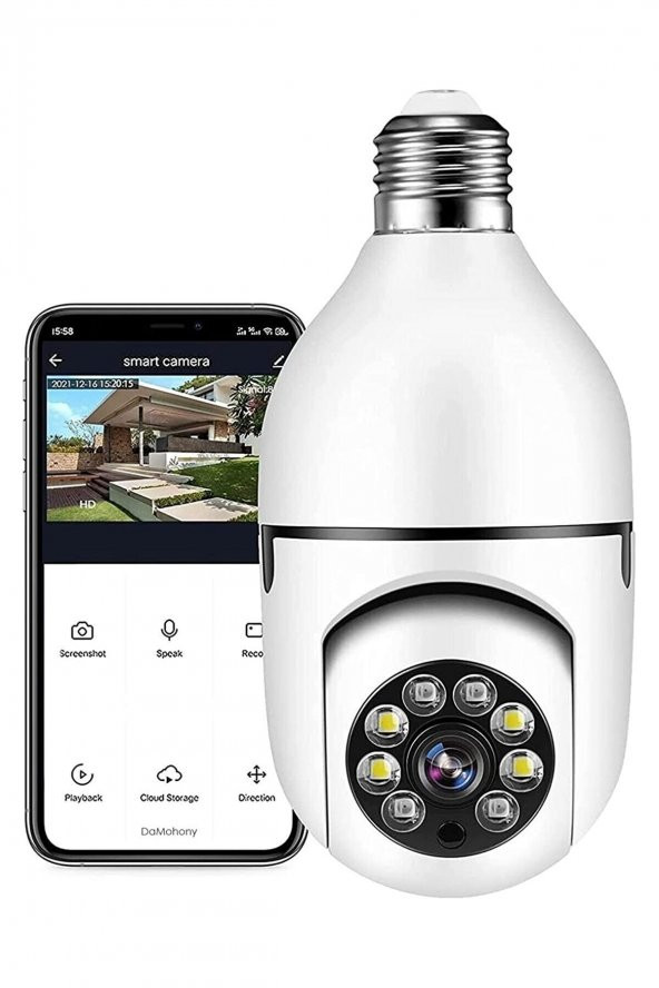 Wifi 360 Panoramik Ampul Kamera Gece Görüş Ses Akıllı Hareket Algılayıcı ürün görseli 1