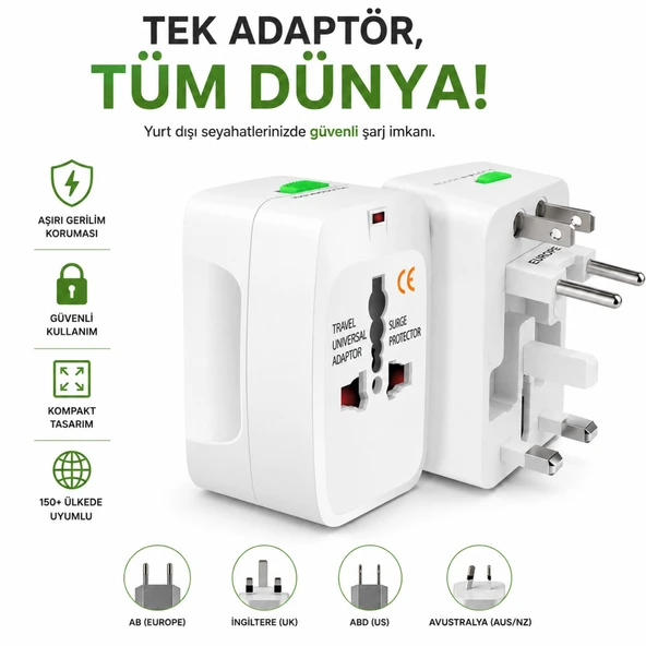 Evrensel Uluslararası Fiş Adaptörü Bağlantı Noktası Dünya Seyahat Güç Şarj Dönüştürücü Fiş ürün görseli 1