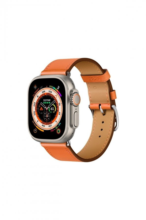 Watch 8 Amax Ultra Uyumlu 49mm Akıllı Saat Vidalı Çift Kordon Kilitli Deri Kordon ürün görseli 1
