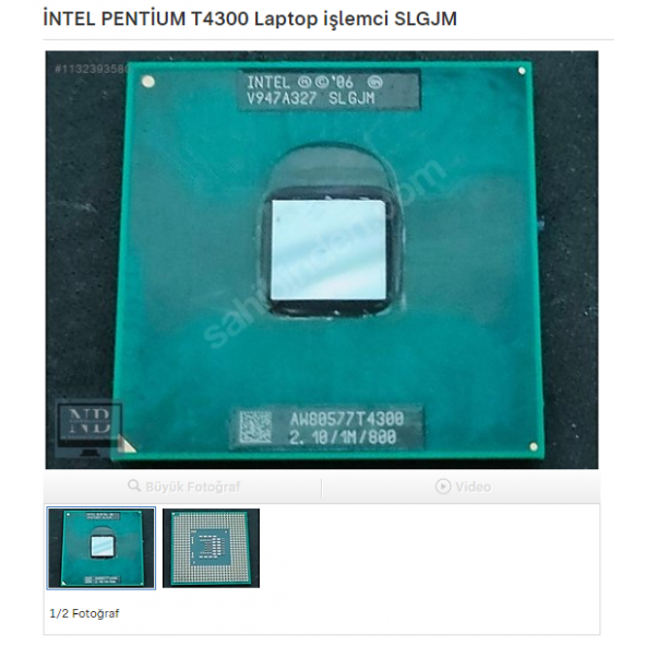 İNTEL PENTİUM T4300 Laptop işlemci SLGJM ürün görseli 1