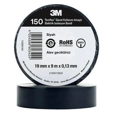 3M TEMFLEX 1300E ELEKTRİK BANTI İZOLE BANT 10 ADET ürün görseli 1