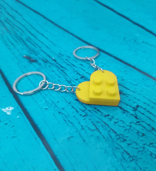 Seninle Anlam Bulurum Lego Dizayn Kalp Anahtarlık 2'li Sarı Renk ürün görseli 1