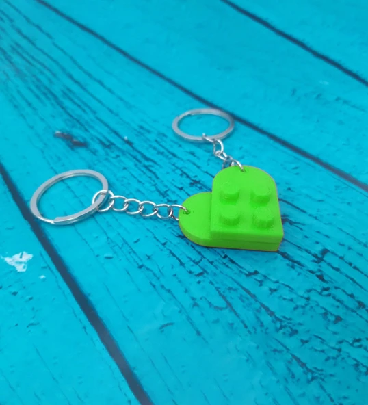 Seninle Anlam Bulurum Lego Dizayn Kalp Anahtarlık 2'li Yeşil Renk ürün görseli 1