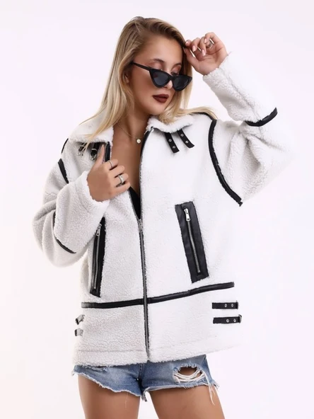 Mtn M2201 Kadın Oversize Tüylü Ceket - Resim 3