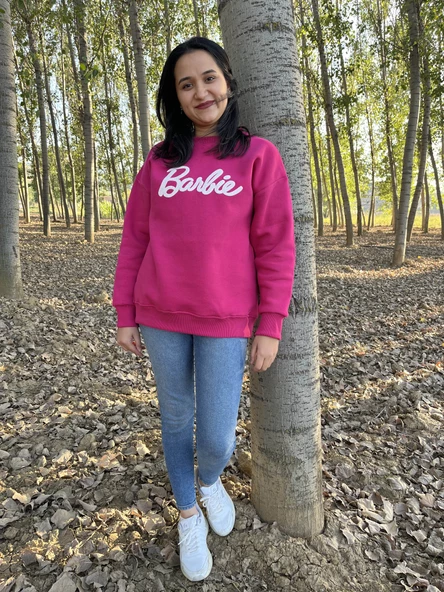 BİSİKLET YAKA BARBİE BASKILI SWEATSHİRT /KAZAK - Resim 2