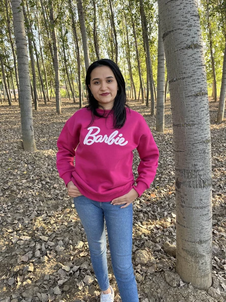 BİSİKLET YAKA BARBİE BASKILI SWEATSHİRT /KAZAK - Resim 4
