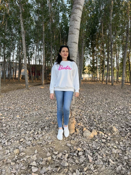 BİSİKLET YAKA BARBİE BASKILI SWEATSHİRT /KAZAK - Resim 8