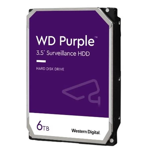 Western Digital WD Purple WD64PURZ 6TB 5400rpm 64mb 3,5" 7/24 Güvenlik Diski ürün görseli 1