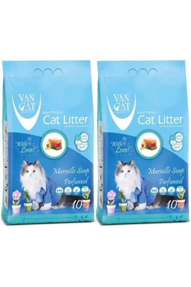 Vancat Marsilya Sabunlu İnce Taneli Kedi Kumu 10 Kg 2 Adet ürün görseli 1