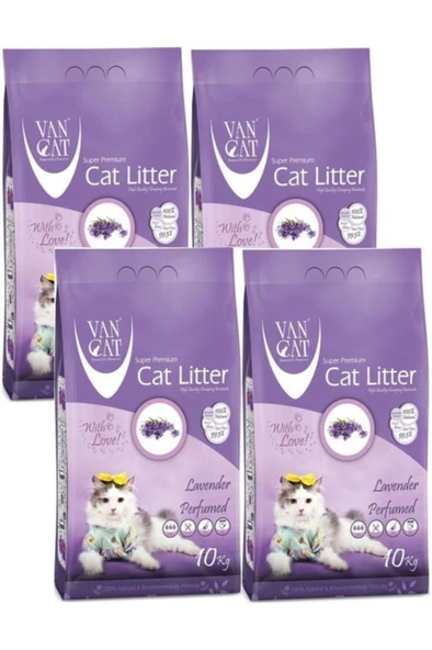 Vancat Lavanta Kokulu İnce Taneli Kedi Kumu 10 Kg 4 Adet ürün görseli 1