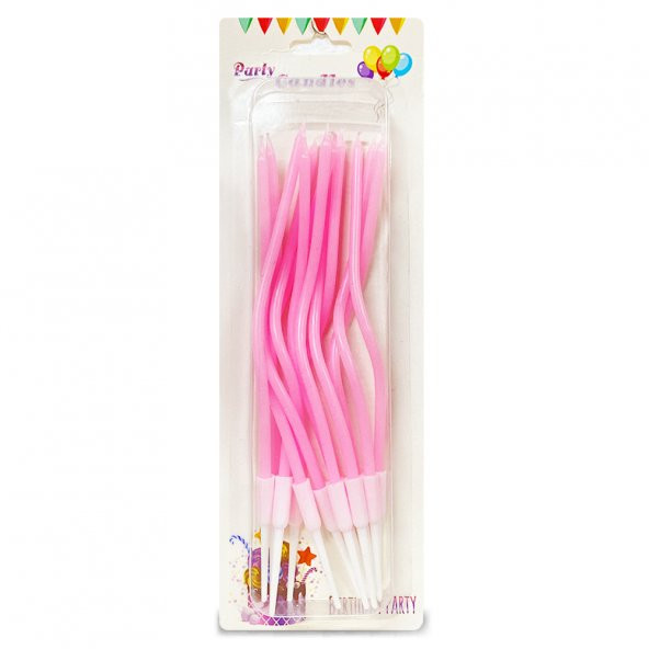 Makaron Pembe Burgulu Uzun Mum 12 li ürün görseli 1