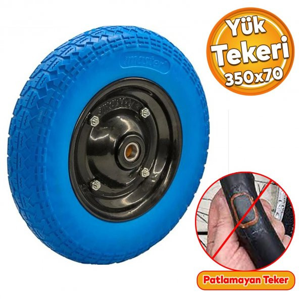 El Arabası Yük Taşıma Tekeri Rulmanlı Patlamayan Poliüretan Teker PU Dolma Tekerlek 350x70 mm ürün görseli 1