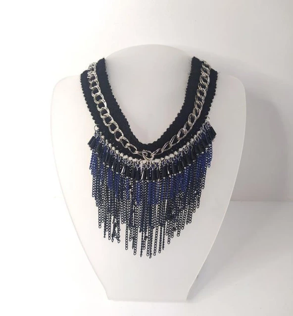 Kolye Gerdanlık Kadın Choker Bohem Kolyeler El Yapımı Uzun Püskül Boncuklar Bayan Kolye Takı Tasma ürün görseli 1