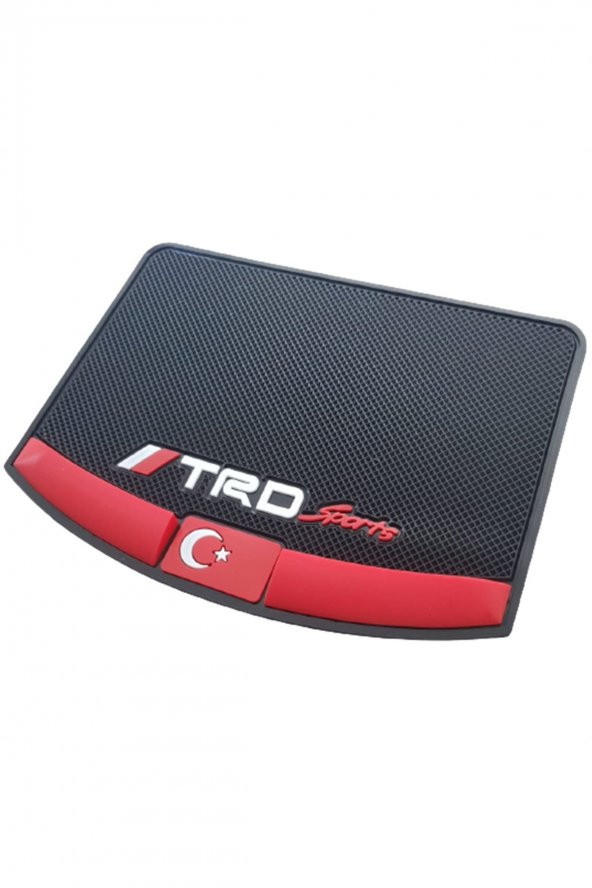 Kaydırmaz Silikonlu Ped Araç Göğüs Torpido Ev Ofis Çok Amaçlı TRD Sports Bayrak Desenli 18cmx13cm ürün görseli 1