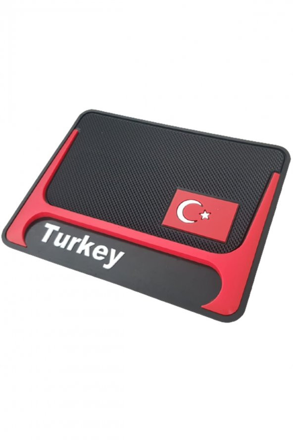 Kaydırmaz Silikonlu Ped Araç Göğüs Torpido Ev Ofis Çok Amaçlı Turkey Bayrak Desenli 17,5 cm x 13 cm ürün görseli 1