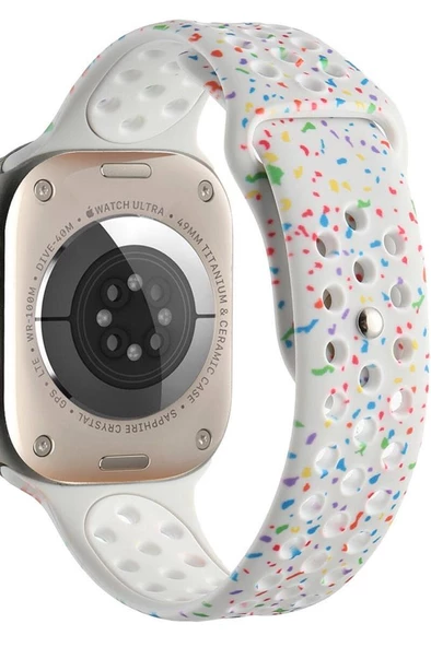 Apple Watch 44 mm KRD-02 Suya Dayanıklı Delikli Renkli Silikon Kordon ürün görseli 1
