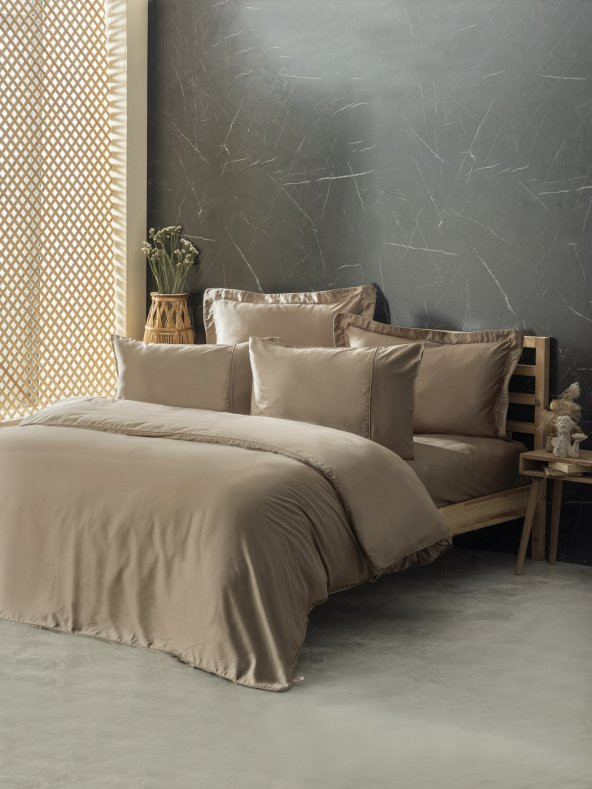 Cotton Box Silky Saten Çift Kişilik Nevresim Takımı Bej ürün görseli 1