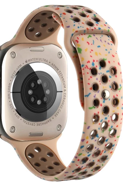 Apple Watch 42mm Kordon KRD-02 Suya Dayanıklı Delikli Renkli Silikon Kordon ürün görseli 1