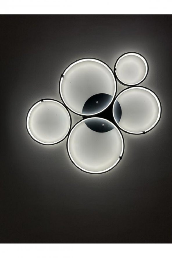 Bergama / 90x80 cm / Plafonyer Avize / 5 Çember / 3 Renk Işık / Antrasit Gövde ürün görseli 1