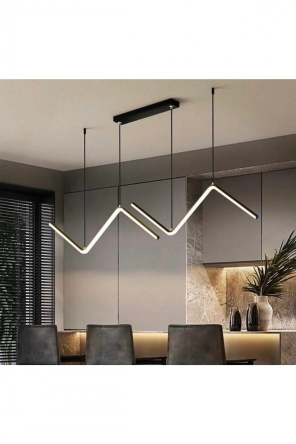 Budva / Zig Zag / Sarkıt Avize / 130 cm / Antrasit Gövde / 3 Renk Işık / 3 Yıl Garanti ürün görseli 1