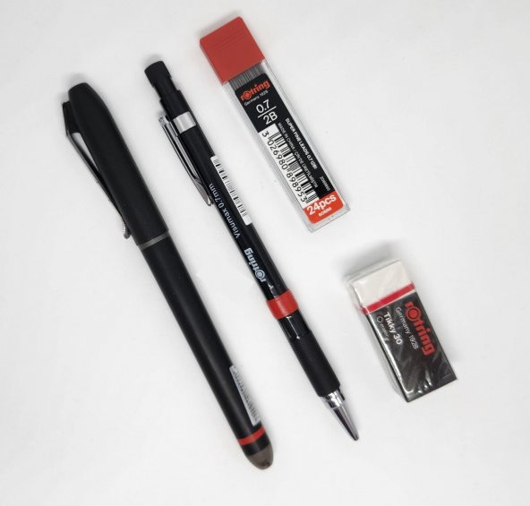 Rotring Ofis Seti Visumax 0.7 Uçlu Kalem + Roller Siyah Uç + Silgi Seti ürün görseli 1