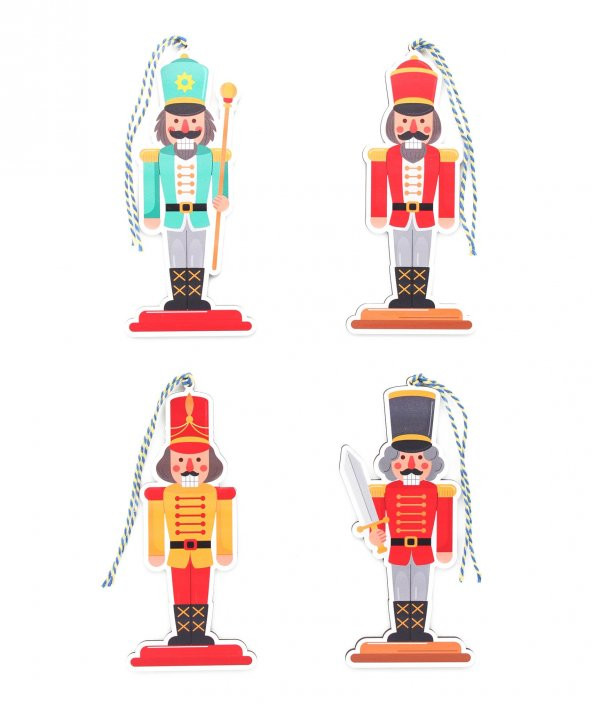 4 Adet 15cm Ahşap Kurşun Asker Yılbaşı Ağaç Süsü Mod.3 ürün görseli 1