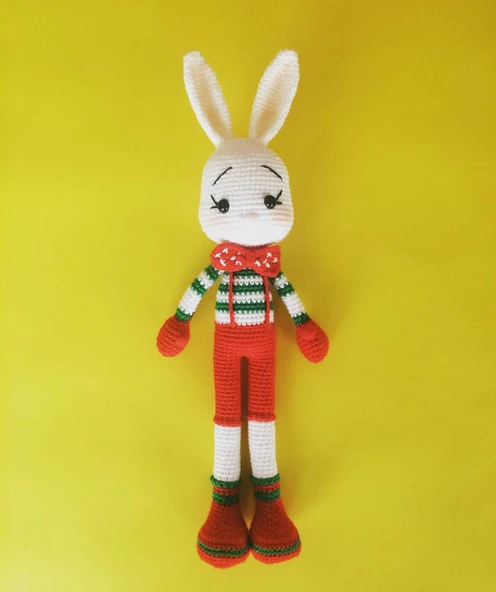 Noel Tavşanı Amigurumi Organik Oyuncak ürün görseli 1
