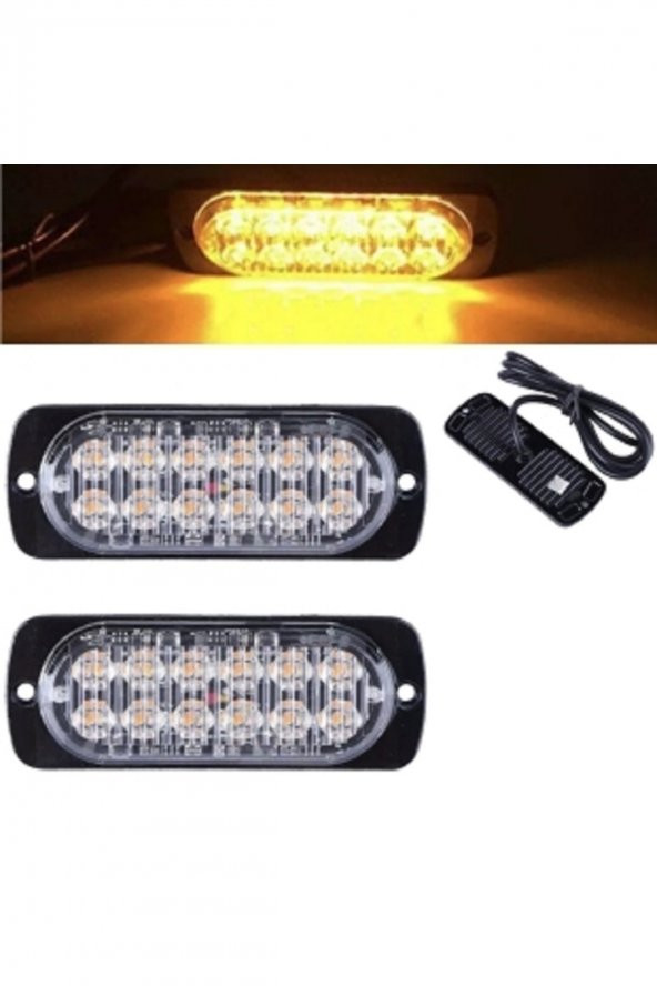 Off Road Led Lamba Turuncu Çakarlı 16 Fonksiyonlu 12 Led 4 X 11 Cm 2 Adet -  Uyumlu ürün görseli 1