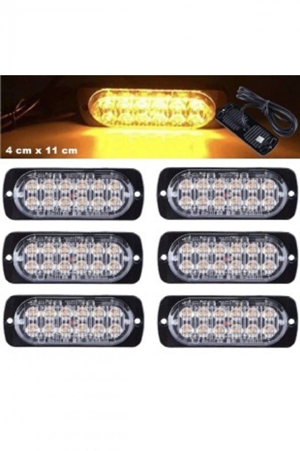 Off Road Led Lamba Turuncu Çakarlı 16 Fonksiyonlu 12 Led 4 X 11 Cm 6 Adet -  Uyumlu ürün görseli 1