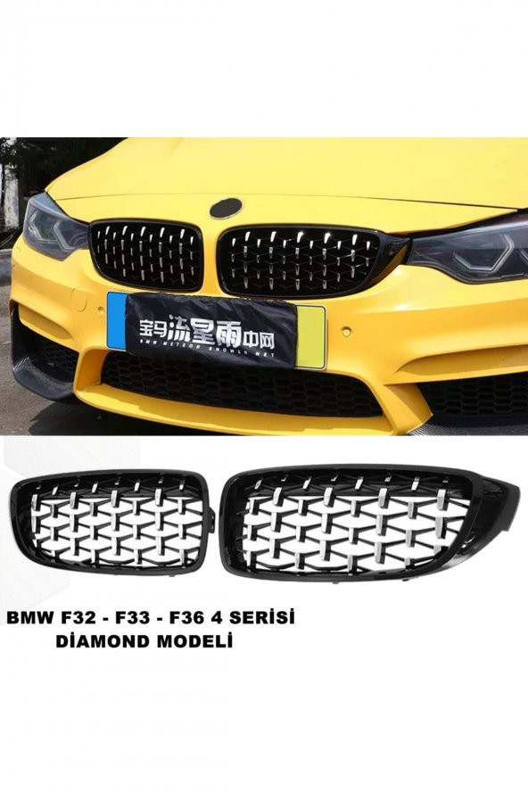 Bmw F36 4 Serisi Diamond Ön Panjur Izgara Böbrek Piano Black & Krom Desen 1. Kalite - ürün görseli 1