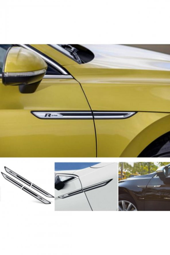 Vw R-line Passat Çamurluk Arması Abs Plastik - Nikelaj Ve Siyah Renk Passat B6-b7-b8-cc Uyumlu ürün görseli 1