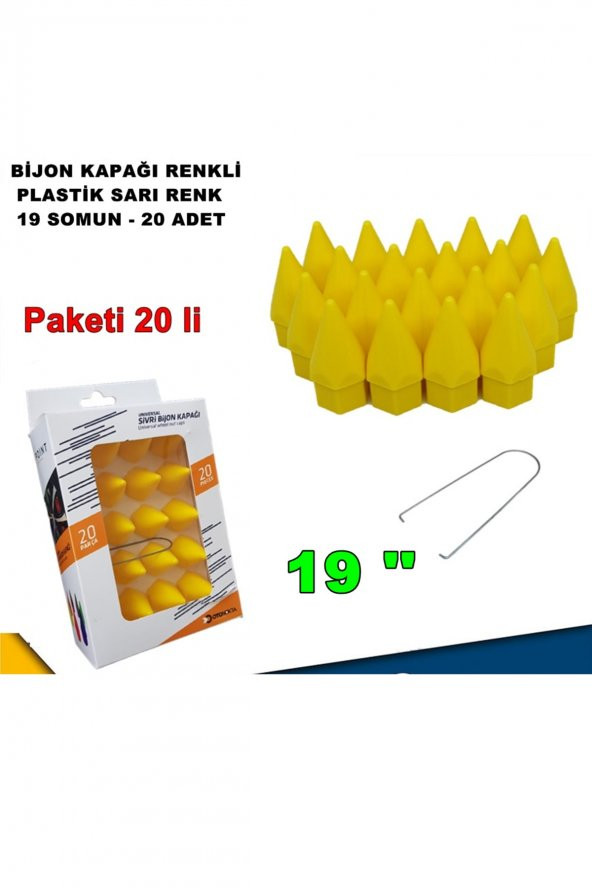 Sivri Mermi Tip Bijon Kapağı Plastik Sarı Renk 19 Mm Bijon Uyumlu 20 Adet - ürün görseli 1
