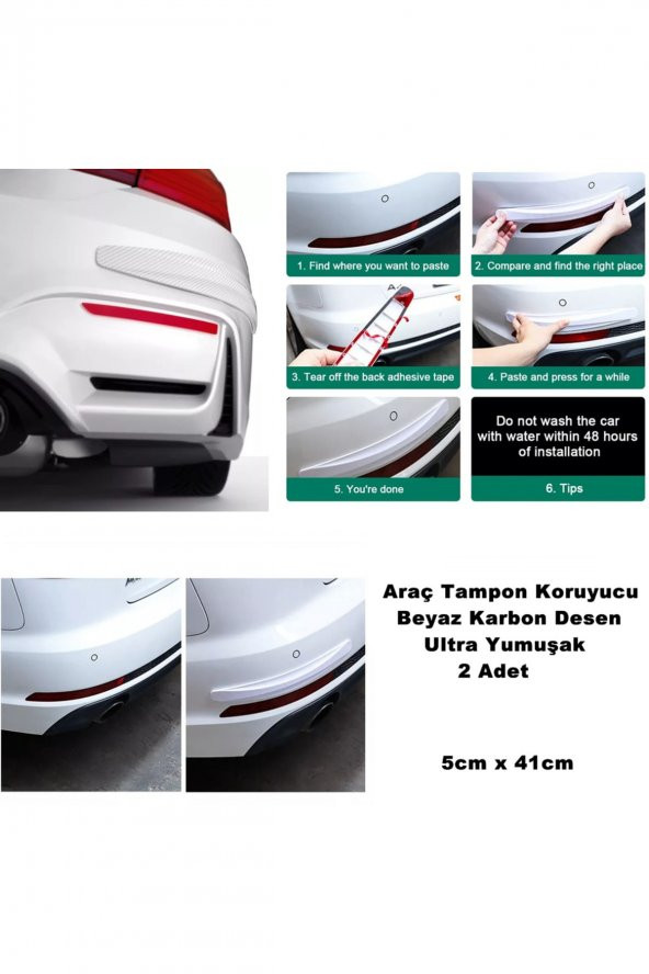 Tampon Koruyucu Plastik Ultra Yumuşak Şekil Alabilen Beyaz Karbon Desen 2 Parça 5cm X 41cm 1. Kalite ürün görseli 1