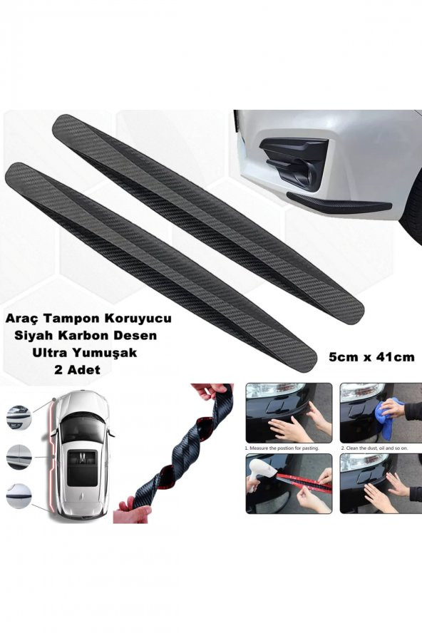 Tampon Koruyucu Plastik Ultra Yumuşak Şekil Alabilen Siyah Karbon Desen 2 Parça 5cm X 41cm 1. Kalite ürün görseli 1