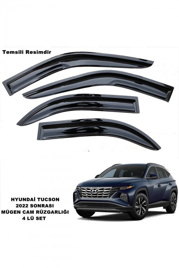 Hyundai Tucson Mügen Cam Rüzgarlığı 2022 Sonrası Kasalara Uyumlu 4 Lü Set Cam Rüzgarlığı - ürün görseli 1