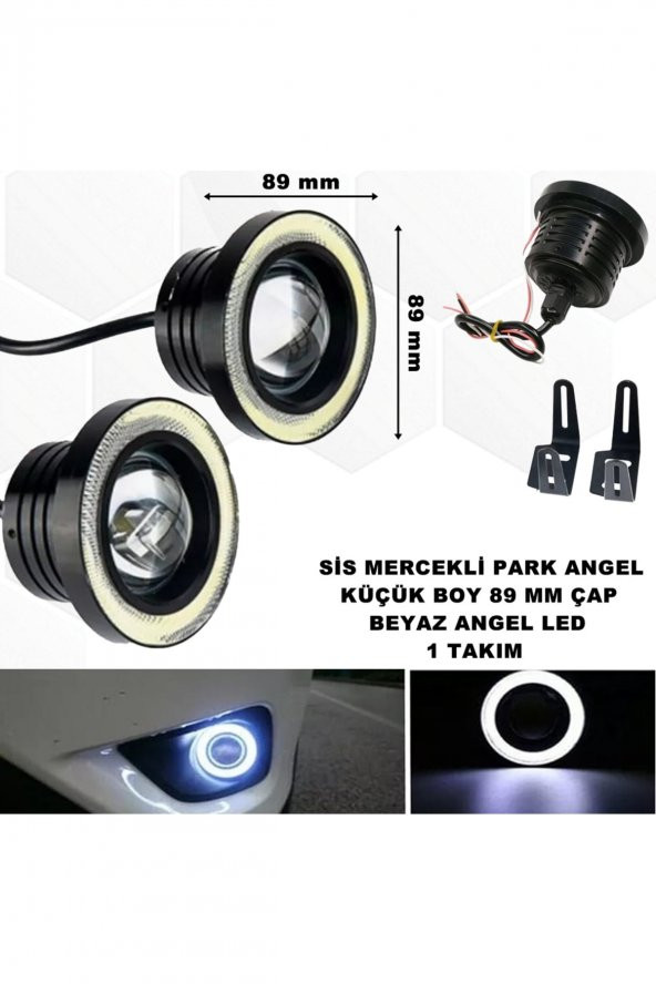 Sis Mercekli Angel Led Ampül Gündüz Farı Beyaz Angel Led 89 Mm Çap Beyaz Mercek Beyaz Halka - ürün görseli 1