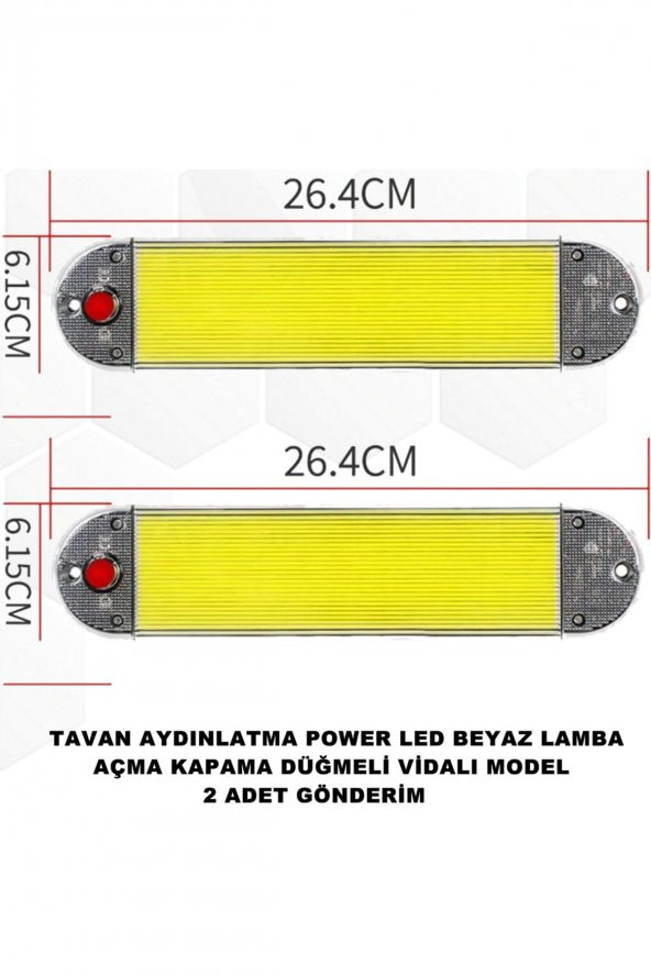 Araç Tavan Aydınlatma Power Led Beyaz Led Lamba Açma Kapama Düğme Vidalı Model 2 Adet - ürün görseli 1