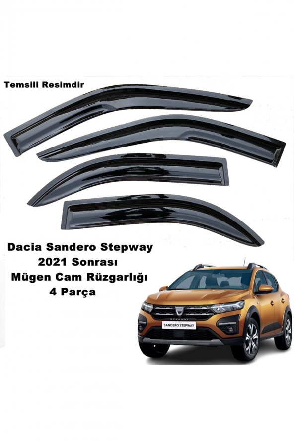 Dacia Sandero Stepway Mügen Cam Rüzgarlığı 2021 Sonrası Kasalar 4 Lü Set Cam Rüzgarlığı - caraks ürün görseli 1
