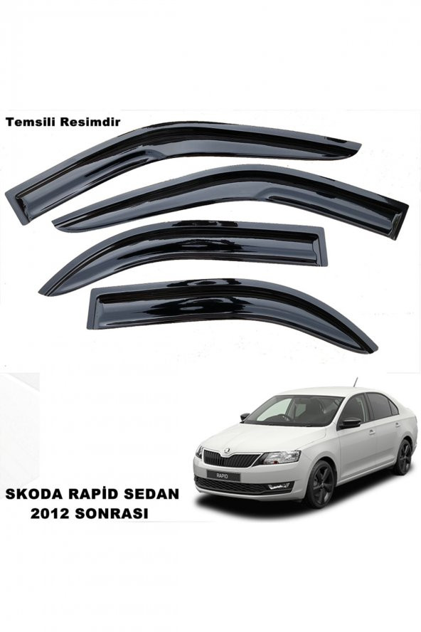 Skoda Rapid Sedan Mügen Cam Rüzgarlığı 2012 Sonrası 4 Lü Takım - ürün görseli 1