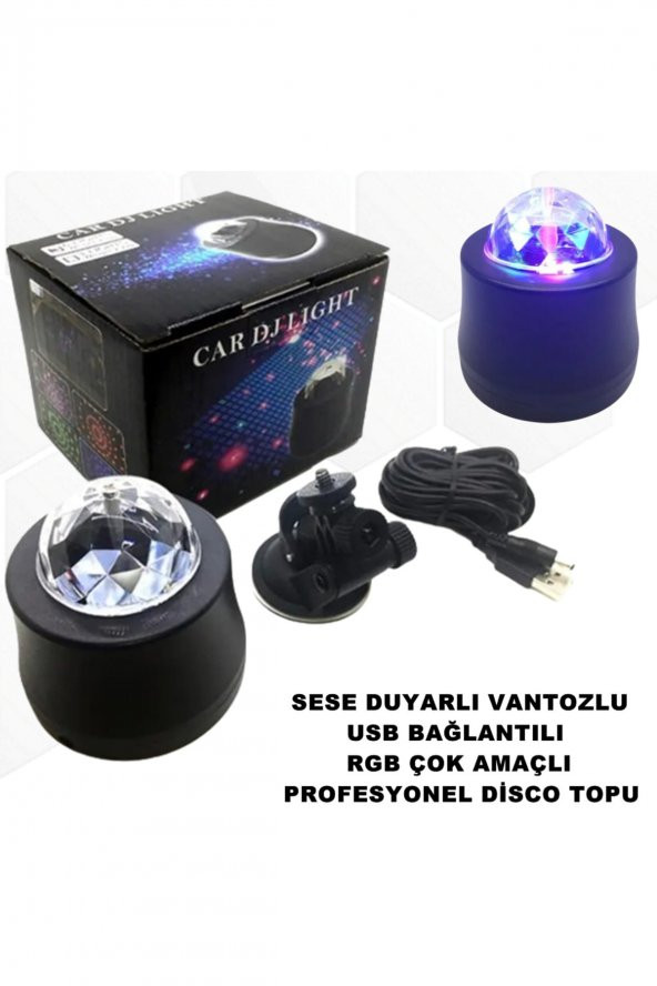 Disko Topu Rgb Sese Duyarlı Çok Amaçlı Vantozlu Aparatlı Usb Bağlantılı Profesyonel Ürün ürün görseli 1