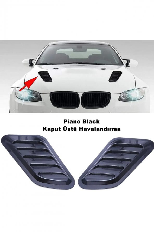 Araç Kaput Üstü Havalandırma Izgarası Piano Black  Uyumlu Sağ-sol 2 Adet Kaliteli ürün görseli 1