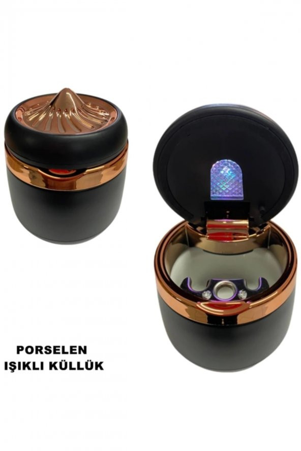 Araç Ve Ev Işıklı Küllük Porselen Iç Havza Gold - 1. Kalite ürün görseli 1