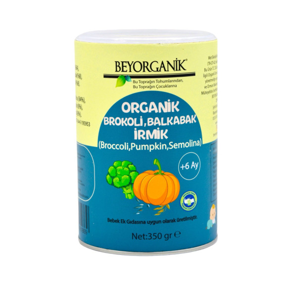 BEYORGANİK Bebek Ek Gıdası Organik Brokoli Balkabak İrmik +6 ay ( Ek gıda) 250gr ürün görseli 1