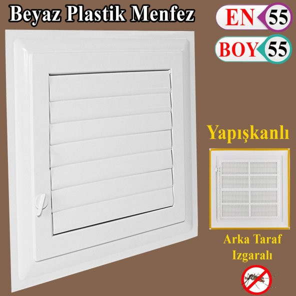 Menfez Banyo Wc Tuvalet Havalandırma Plastik Panjur Beyaz 55x55 CM ürün görseli 1